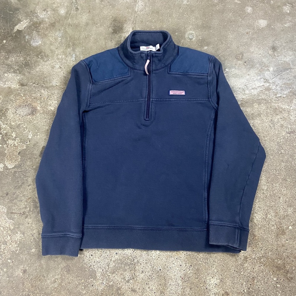 Vineyard Vines Shep Shirt Women's Size Large Blue 1/4 Zip Mock Neck Pullover